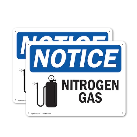 Signmission Nitrogen Gas OSHA Notice Sign, Plastic, 10in W x 7in L, 2PK OS-2PACK-NS-P-710-L-14338